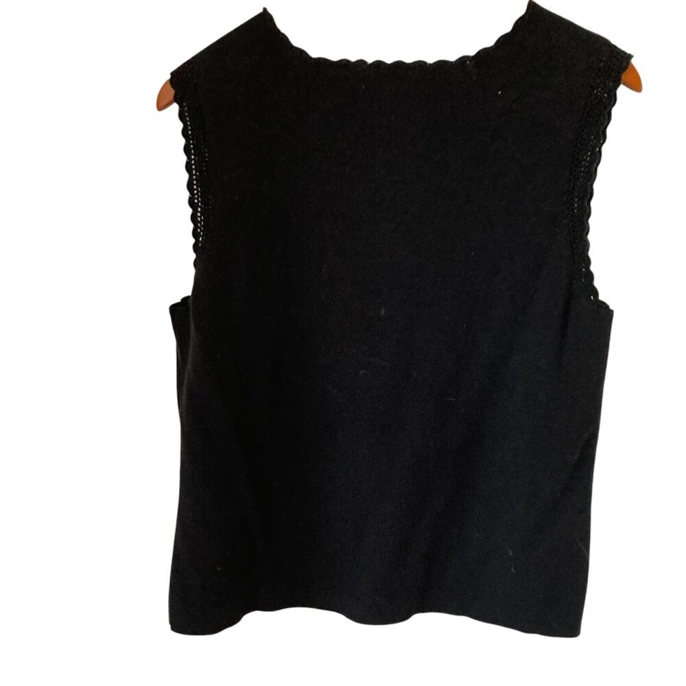Apostrople XL Black Cotton Knit Sleeveless Top Crochet Accents Whimsigoth